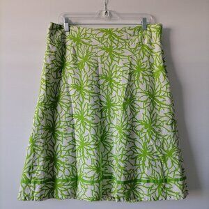 Cato Womens White & Green Side Zip Floral Short A-Line Skirt Regular Size 16